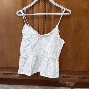 White Eyelet Ruffle summer top